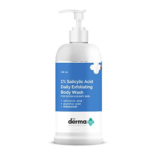 The Derma Co 1% Salicylic Acid Exfoliating Body Wash | Helps Smoothen Rough & Bumpy Skin | Deeply Cleanses & Exfoliates | Helps Reduce Body Acne | 8.45 Fl Oz/250ml